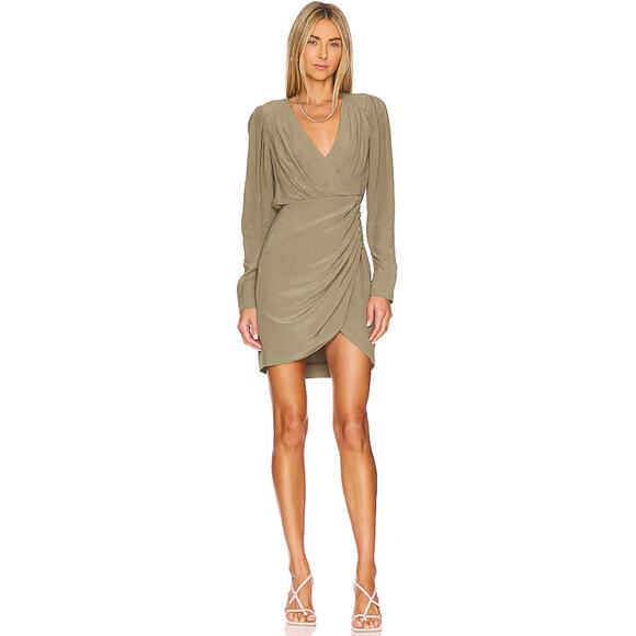 JONATHAN SIMKHAI Leilani Faux Wrap Green Stretch Mini Dress Size 6 NWT - Picture 1 of 6